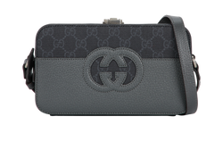 Interlocking GG Crossbody Bag, Canvas, Black, 584046,B/DB, 4*